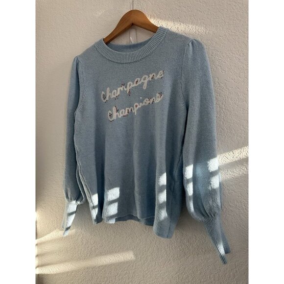 NWT LC Lauren Conrad Womens M Pastel Blue Champagne Champion Sweater Easter Cozy - Picture 2 of 10